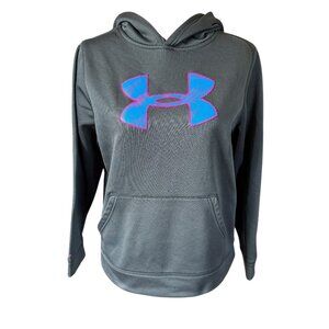Under Armour YLG black long sleeve pullover hooded sweatshirt hoodie pockets